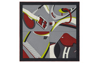 HERMES Silk Scarves Men Charcoal Gray/Bordeaux Red/Wormwood Green