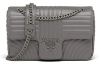 PRADA Cow Leather Shoulder Bag Women's Marble Gray