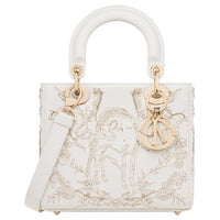 DIOR Lady Dior Lambskin Shoulder Bag, Crossbody Bag, Handbag Small Size Women's White