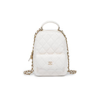 CHANEL Grain Cow Leather Backpack Mini Women's White