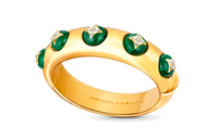 LOUIS VUITTON 18K Gold Diamond Peacock Stone Bangles Women's Gold