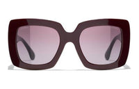 CHANEL Acetate Irregular Shape Sunglasses Women's Red