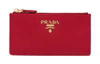 PRADA Saffiano Leather Card Holder Women's Red