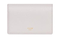 CELINE Grained Calfskin Business Card Holder Card Case Women's White