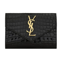 SAINT LAURENT CASSANDRE Cow Leather Envelope Bag Wallet Trumpets Women's Black