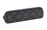 LOUIS VUITTON Canvas Pen Pouch Clutch Unisex Black Gray Color