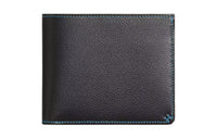 HERMES Evergrain With Evercolor Calfskin Wallet Mini Women's Black With Plaid Blue
