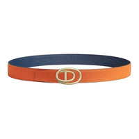 HERMES Calfskin Leather Belts Men's Orange, Marine Blue Width 3.2cm