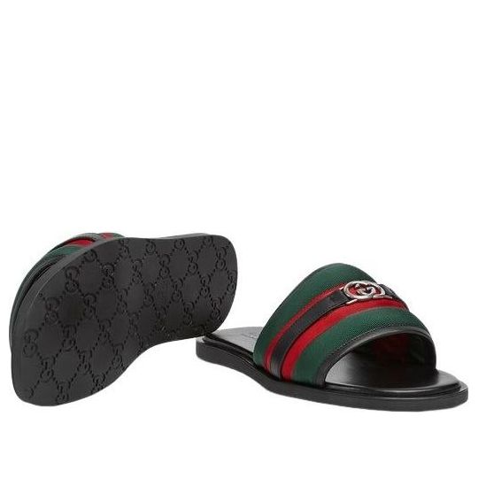 Gucci 25 Interlocking G Slides 'Black Green Red' 835091-HAAHH-8449