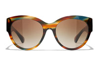 CHANEL Acetate Cat Eye Sunglasses Women's Brown