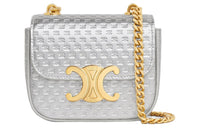 CELINE Calfskin Shoulder Bag, Crossbody Bag Mini Women's Silver