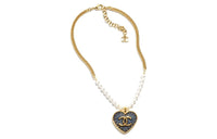 CHANEL Metal Artificial Pearl Necklaces Women's Gold