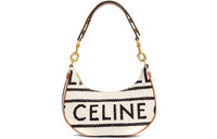 CELINE AVA Fabric Cow Leather Patchwork Dumpling Bag Shoulder Bag Handbag Shoulder Bag Women's White Black