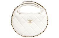 CHANEL 23C Early Spring Sheepskin Moon Shaped Clutch Handbag Mini Women's White