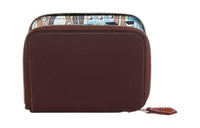 HERMES Silk'In Epsom Calfskin Wallet Women's Mocha Multicolor Sky Blue Multicolor Silk Green