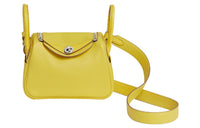 HERMES Lindy Swift Leather Matte Mississippi Crocodile Leather Handbag Regular Women's Lime