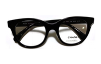 CHANEL Resin Irregular Shape Eyeglass Frames Unisex Black
