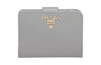 PRADA Saffiano Leather Wallet Small Size Women's Gray