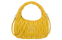 MIU MIU Wander Series Soft Sheep Leather Hobo Shoulder Bag Women's Sunlight Yellow