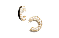 CHANEL Metal Resin Earrings Women's Gold