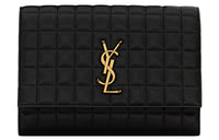 SAINT LAURENT CASSANDRE Sheepskin Clutch Women's Black
