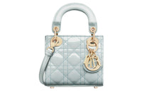 DIOR Lady Dior Cow Leather Shoulder Bag Crossbody Bag Handbag Extra Mini Women's Blue