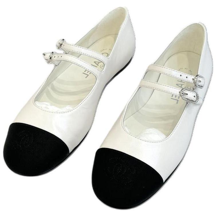 CHANEL Mary Jane Shoes Women's White