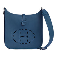 HERMES Evelyne Leather Shoulder Bag Crossbody Bag Women's Blue
