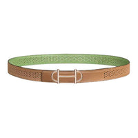 HERMES Calfskin Leather Belts Women's Charcoal/Eucalyptus Width: 2.4cm
