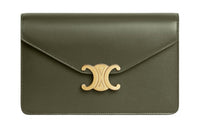 CELINE Cow Leather Shoulder Bag Crossbody Bag Wallets Mini Women's Dark Olive