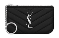 SAINT LAURENT Monogram Cow Leather Key Pouch Women's Black