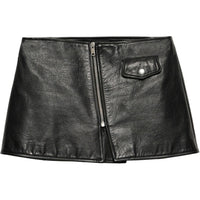PRADA Zip Up Leather Mini Skirt