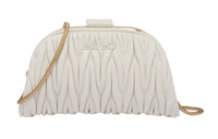 MIU MIU Matelassé Soft Sheep Leather Handbag Shoulder Bag Women's White