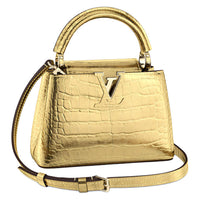 LOUIS VUITTON Capucines Crocodile Leather Shoulder Bag Crossbody Bag Handbag Mini Women's Gold