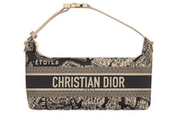 DIOR DiorTravel Embroidery Clutch Medium Size Women's Beige/Black