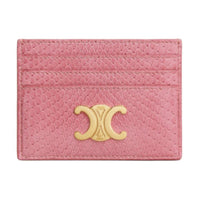 CELINE Triomphe Snake Leather Card Holder Women's Pink