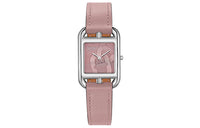 HERMES Cape Cod Collection Wrist Watch Quartz Movement Genuine Leather Strap Pink Watch Dial Women's Watch W060073WW00