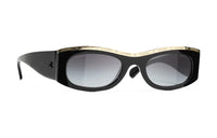 CHANEL Plate Frame Oval Sunglass Women's Black/Gray