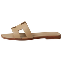 HERMES Oran Slide Slippers Women's Linen Beige