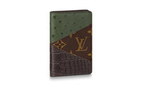 LOUIS VUITTON Ostrich Leather With Crocodile Leather And Canvas Wallet Regular Men's Green
