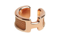 HERMES Calfskin Clip-On Earrings Women's Rose Gold