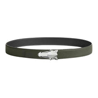 HERMES Calfskin Leather Belts Men's Black/Green Width: 3.2CM