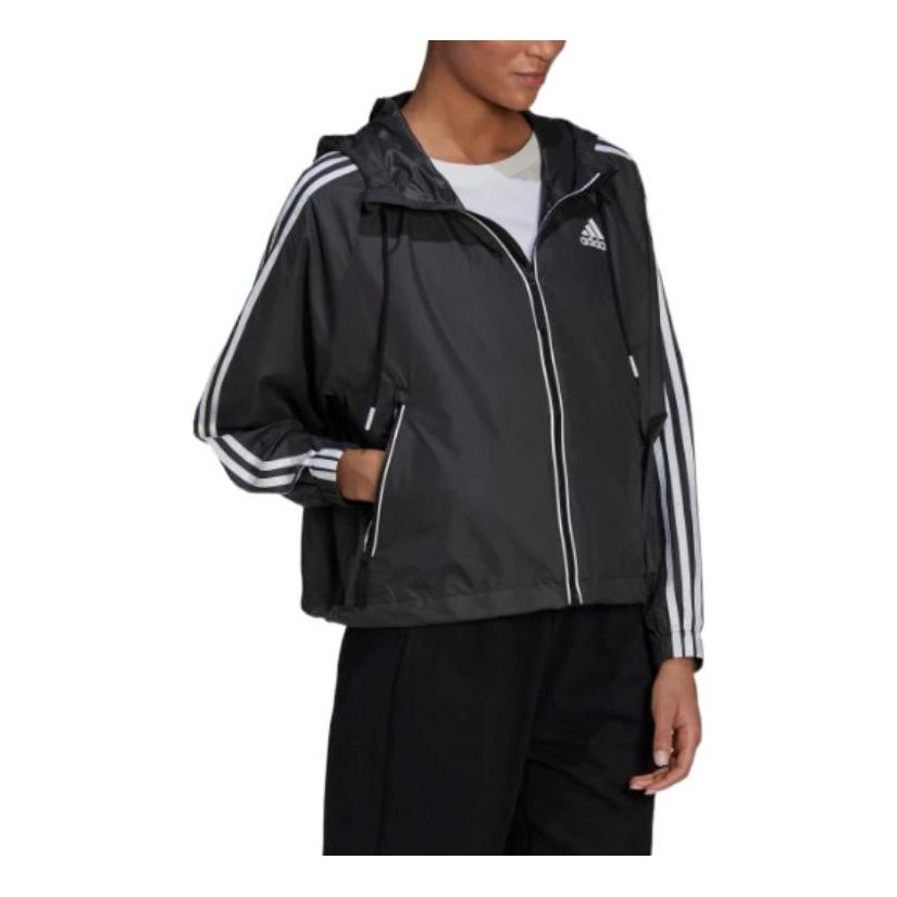 (WMNS) adidas BSC 3-Stripes Wind Jacket Asia Sizing 'Black' H55345