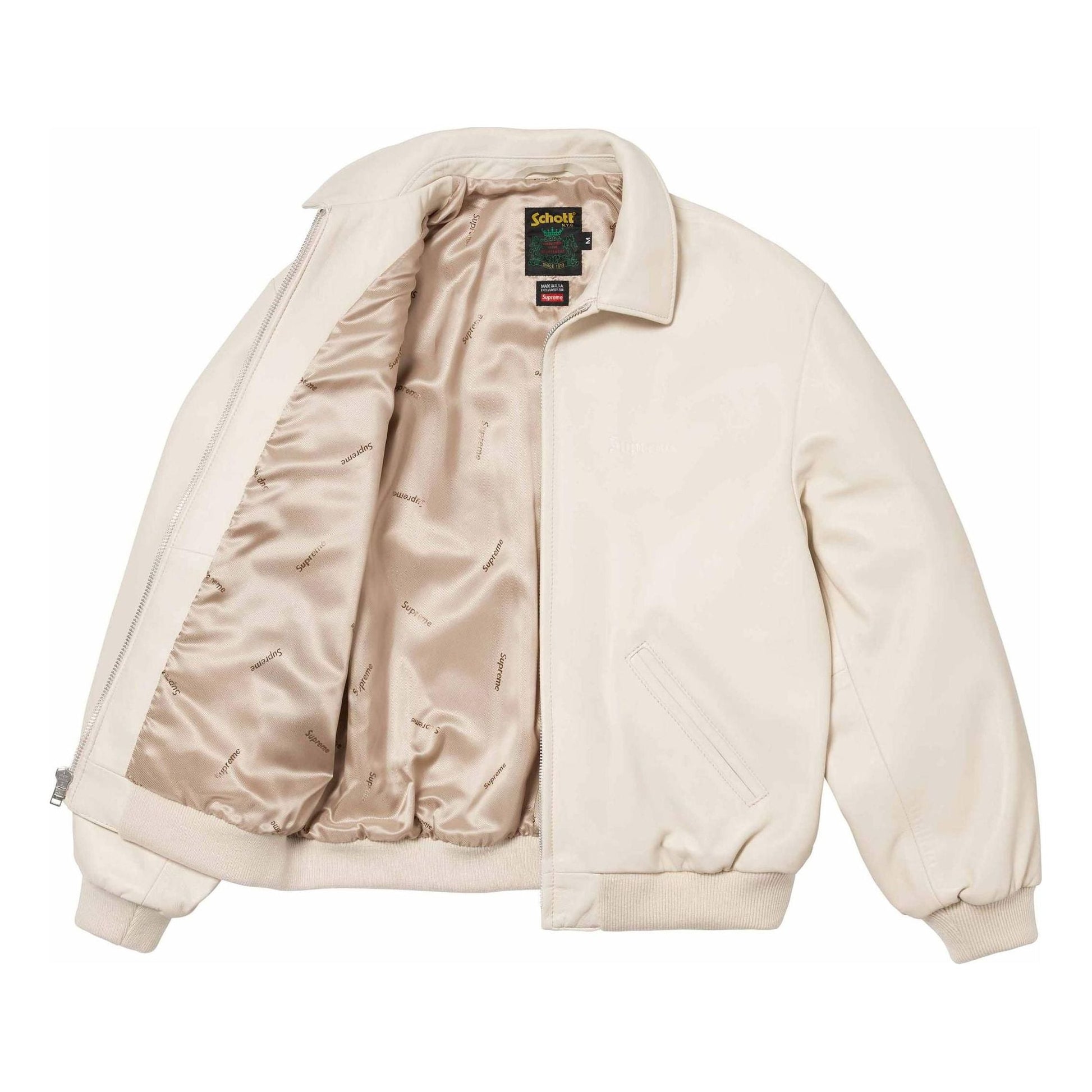 Supreme x Schott Hooded Leather Bomber Jacket 'White' SUP-SS24-076