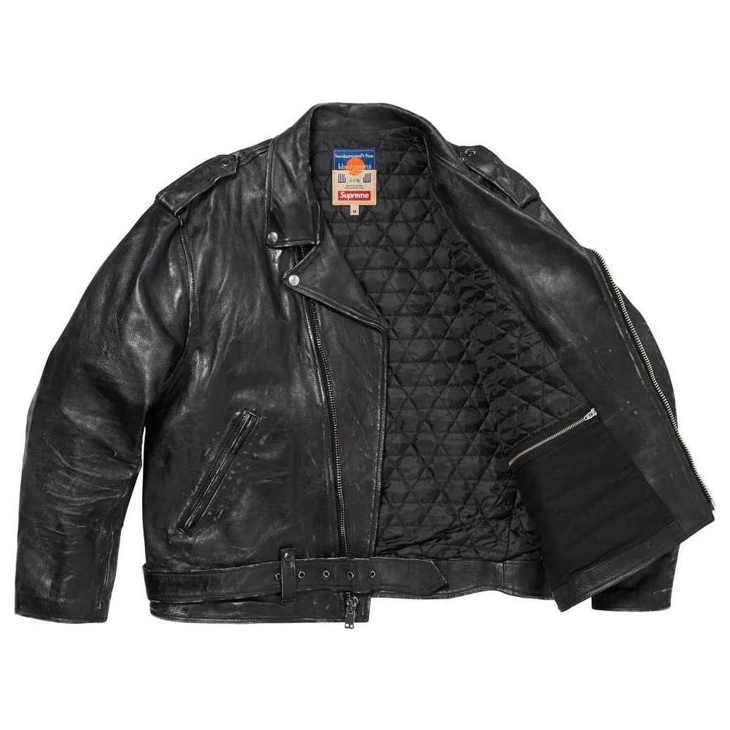 Supreme x Blackmeans Painted Leather Motorcycle Jacket 'Black' SUP-FW23-243