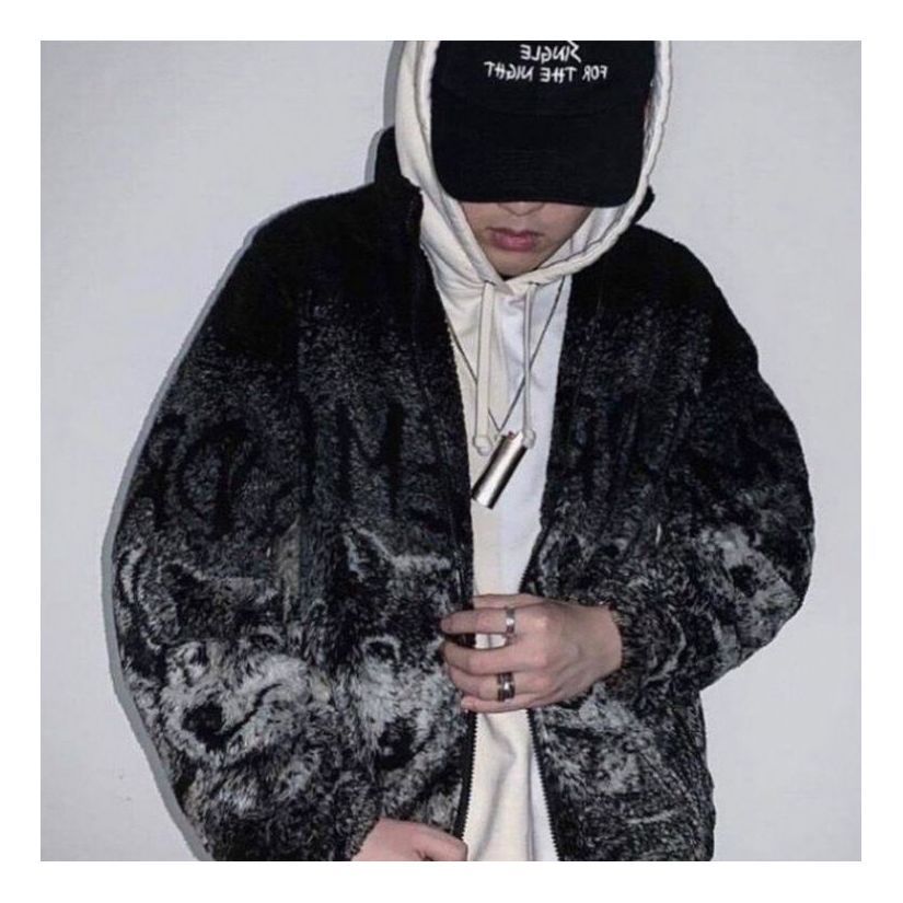 Supreme Wolf Fleece Jacket 'Black White' SUP-SS19-448
