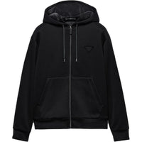 PRADA Technical Fleece Hooded Cardigan Jackets & Coats Men's Black