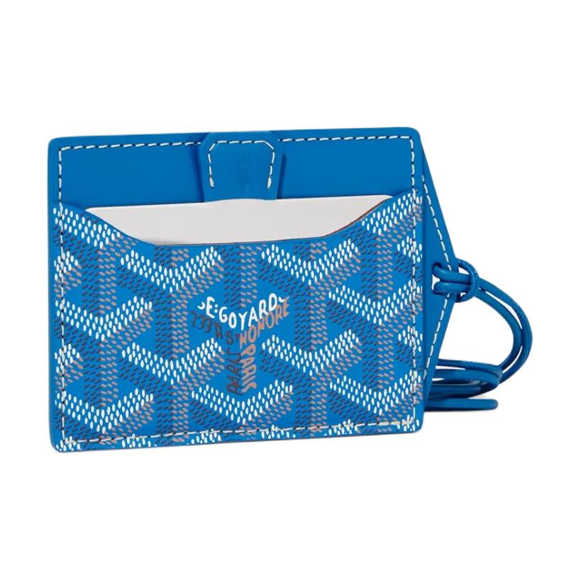 GOYARD Canvas With Calfskin Card Holder Unisex Blue
