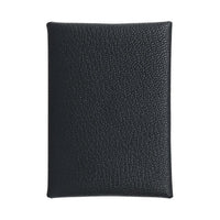 HERMES Calvi Mysore Goat Skin Card Holder Mini Women's Deep Sea Blue & Light Purple