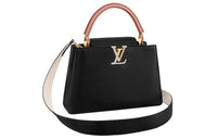 LOUIS VUITTON Capucines Cow Leather Capy Sine One Shoulder Crossbody Portable Medium Size Women's Black